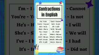 Contractions in English  The Study Corner  english spokenenglish shorts [upl. by Sualkcin405]