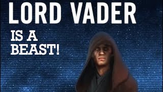 SWGOH R9 LORD VADER GAMEPLAY VS JML LV JMK HE IS A BEAST ON OFFENSE [upl. by Sldney]