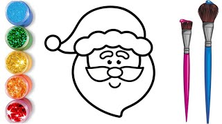 draw and colour a Christmas Santa Claus cartoon for kids  Easy Santa 🎅 Claus drawing painting [upl. by Yde487]