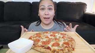 MUKBANG  PIZZA WITH PEPPERONI SAUSAGE AND JALAPENOS [upl. by El]