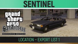 GTA San Andreas Definitive Edition  Sentinel Location  Export List 1🏆 [upl. by Oirretna]