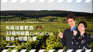 【葡萄酒法文】了解法國葡萄酒，一定要認識！布根地33個特級園🍇Grand Cru，發音地圖 勃根地 葡萄酒 葡萄園 布根地 特級園 GrandCru [upl. by Llywellyn40]