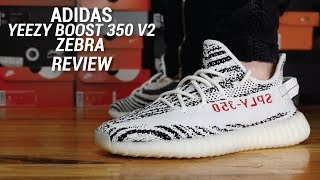 ADIDAS YEEZY 350 V2 ZEBRA REVIEW [upl. by Tereve]