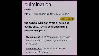 The meaning of culmination in English [upl. by Eiramanad]