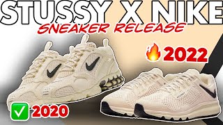 Fire Sneakers Coming Soon  Stussy amp Nike Collaboration  Zoom Spiridon Cage 2 and Air Max quotFossilquot [upl. by Assirroc]