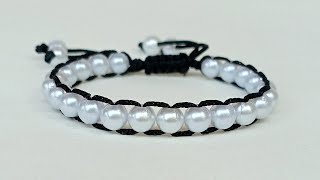 Diy macrame bracelet  How to make beaded macrame bracelet  Macrame bracelet tutorial [upl. by Franciscka]