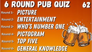 Virtual Pub Quiz 6 Rounds Picture Entertainment Movie Connections Odd One Out GK No62 [upl. by Suiratnod954]