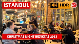 🌲🎅 HDR Istanbul Christmas Night Beşiktaş 2023 Walking Tour4k 60fps [upl. by Jarrell]