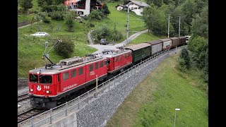 Rhätische Bahn  Knotenpunkt Filisur  vielseitiger RhB Verkehr 2021 [upl. by Eicnan]