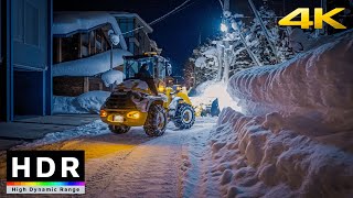 4K HDR  Relaxing night walk in snowy village of Niseko Hokkaido Japan [upl. by Sawyer]