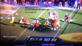 Lousy call by ref in South Carolina Michigan game is overcome by Clowneys MONSTER HIT [upl. by Eissen282]