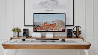 Minimal Walnut Desk Setup amp Modern Office Tour 2023 [upl. by Diandra]