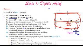 Exercice corrigé dipole générateur et dipole actif 2ème année [upl. by Aiuqenehs544]