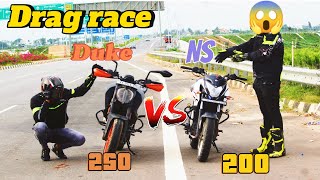 Duke 250 VS Ns 200 drag Race 😱🔥 [upl. by Nyrek]