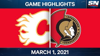 NHL Game Highlights  Flames vs Senators – March 01 2021 [upl. by Sandler882]