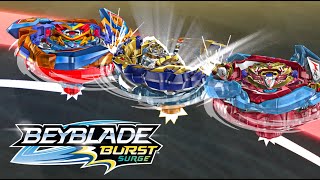 beyblade burst surge  mirage fafnir broken free vs valt vs aiga [upl. by Lisabeth]