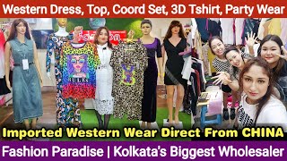 Imported Western Dress Coord Set Crop Top 3D Tshirt Sequin Party Wear Wholesaler in Kolkata [upl. by Ignatia281]