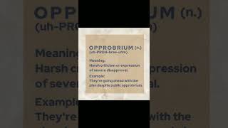 shorts vocabulary  OPPROBRIUM [upl. by Edd]