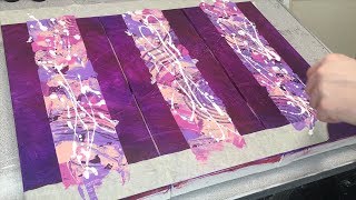 Purple Triptych Abstract Acrylic Painting using Masking Tape [upl. by Sillaw]