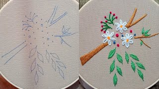 embroidery flowers branches and leaves  embroidery TNH [upl. by Urdna84]