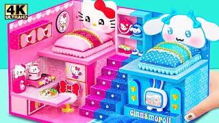 Make Hello Kitty House with Two Bedroom Blue Room for Cinnamoroll from Clay  DIY Miniature House [upl. by Lazarus]