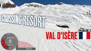 4K Skiing Val dIsère Crossing Resort  Solaise to Montet via Leissières France GoPro HERO11 [upl. by Sherar492]