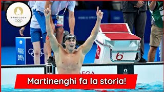 Olimpiadi Martinenghi oro nei 100 metri rana È il primo per lItalia a Parigi  100 rana Olimpiadi [upl. by Eelrihs148]