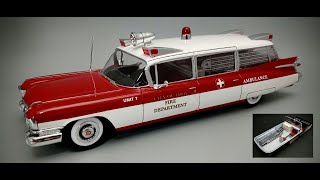 1959 Cadillac Ambulance NEW PARTS 125 Scale Model Kit Build How To Assemble Two Tone Paint Decal [upl. by Delwin]