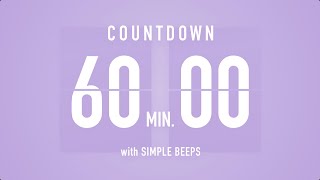 60 Min  1 Hour  Countdown Flip Clock Timer  Simple Beeps 🫐 🔔 [upl. by Izzy524]