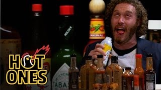 TJ Miller Talks Deadpool Hecklers and Relationship Advice While Eating Spicy Wings  Hot Ones [upl. by Oinotna978]