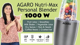 1000 Watts Powerful Nutri Blender Review  AGARO NutriMax Personal Blender [upl. by Honig]