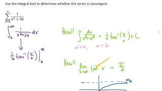 Use the integral test to determine if SUM  1  n2  36  is convergent or divergent Series 4 [upl. by Loy]