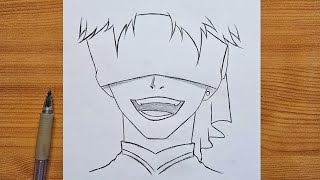 Easy Anime drawing  How to draw Anime Blind  Anime Boy laughing step by step  Easy for beginners [upl. by Daniela]