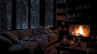 Overcome stress with a winter wonderland  Sleep relax with the sound of the fireplace  snow storm [upl. by Ettelohcin]