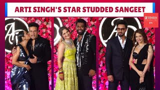 Arti Singh amp Dipak Chauhan Sangeet Ankita Lokhande Krushna Abhishek Rashami Desai in Attendance [upl. by Daffie]