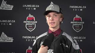 2024 QMJHL Draft  Maxim Dube after being drafted by the Gatineau Olympiques [upl. by Chilcote]