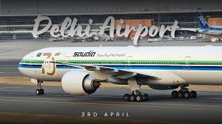 Delhi Airport Plane Spotting  Saudia Retro Livery Special  Evening International Arrivals Takeoff [upl. by Anailuy]