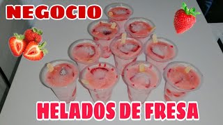 🍧 Como Hacer HELADOS de FRESA con LECHE CONDENSADA  🍧HELADOS DE FRESA CREMOSOSHELADO DE FRESA [upl. by Arta338]