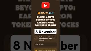 Digital Assets Beyond Crypto Earning From Tokenized Stocks  MemeFi Video Code [upl. by Maxwell815]