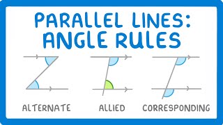 GCSE Maths  Alternate Corresponding and Allied Angles  Parallel Lines Angle Rules 117 [upl. by Letnom]