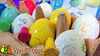 Ostereier Stempel Eier Färben Coloring Easter Eggs Ostern 2016 Osterstempel Stempel [upl. by Ellenwad]