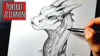 Einen Drachen mit Bleistift zeichnen II Zeichenprozess mit Kommentar [upl. by Pizor]