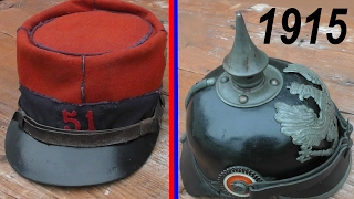 French Képi M 1884 amp German Pickelhaube 1915 Prussian spiked helmet WW I  1Weltkrieg [upl. by Borg217]