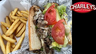 Charleys Philly Steaks Steak Philly Cheesesteak with Fries Combo Review [upl. by Tesil]