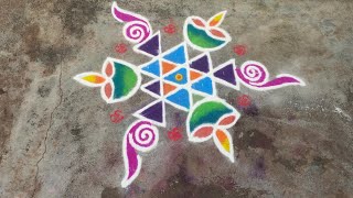 குபேர லஷ்மி கோலம்2படி கோலம்beautiful kolam with dots rangolidesignswithcoloursthirukeer5 [upl. by Adnertal]