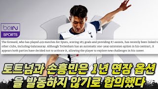 긴급진단 손흥민 토트넘 1년 연장 옵션 발동하지 않는다 비인스포츠 독점 보도 이적설 분석 [upl. by Ellirehs]