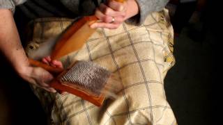 Hand carding wool [upl. by Lenuahs]