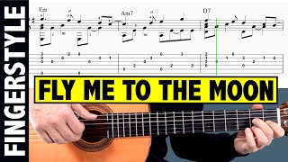 Fly Me To The Moon  Fingerstyle Guitar Tutorial  TAB [upl. by Ludlow]