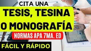 CÓMO CITAR Y HACER BIBLIOGRAFÍA DE TESIS TESINA O MONOGRAFÍA EN WORD EJEMPLO  NORMAS APA 7ma ED [upl. by Dianemarie]