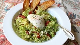 Salad Lyonnaise  Frisee Salad with Shallot Dijon Dressing Bacon and Poached Egg [upl. by Yajiv52]